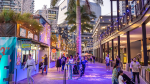 Festive decor at Sparkman Wharf in Water Street Tampa during Winter Wonder Wharf